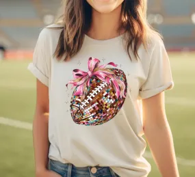 Disco Football with Ribbon Shirt, Coquette Football Era T-Shirt