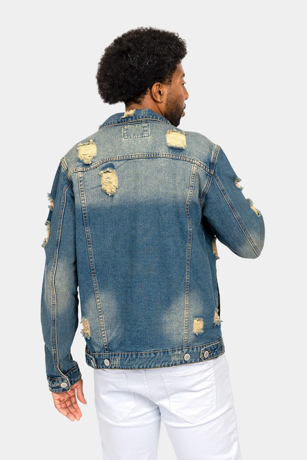 Distressed Faded Denim Jacket