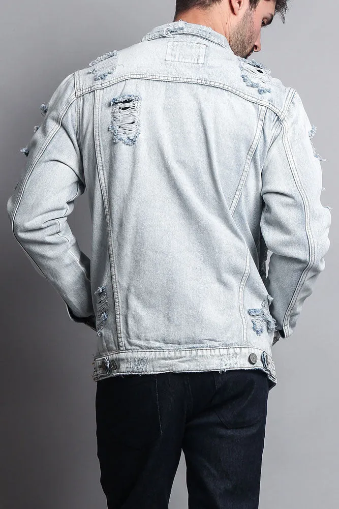 Distressed Faded Denim Jacket