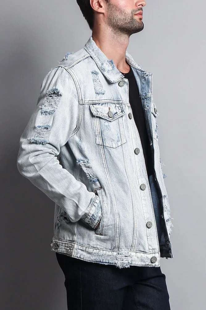 Distressed Faded Denim Jacket