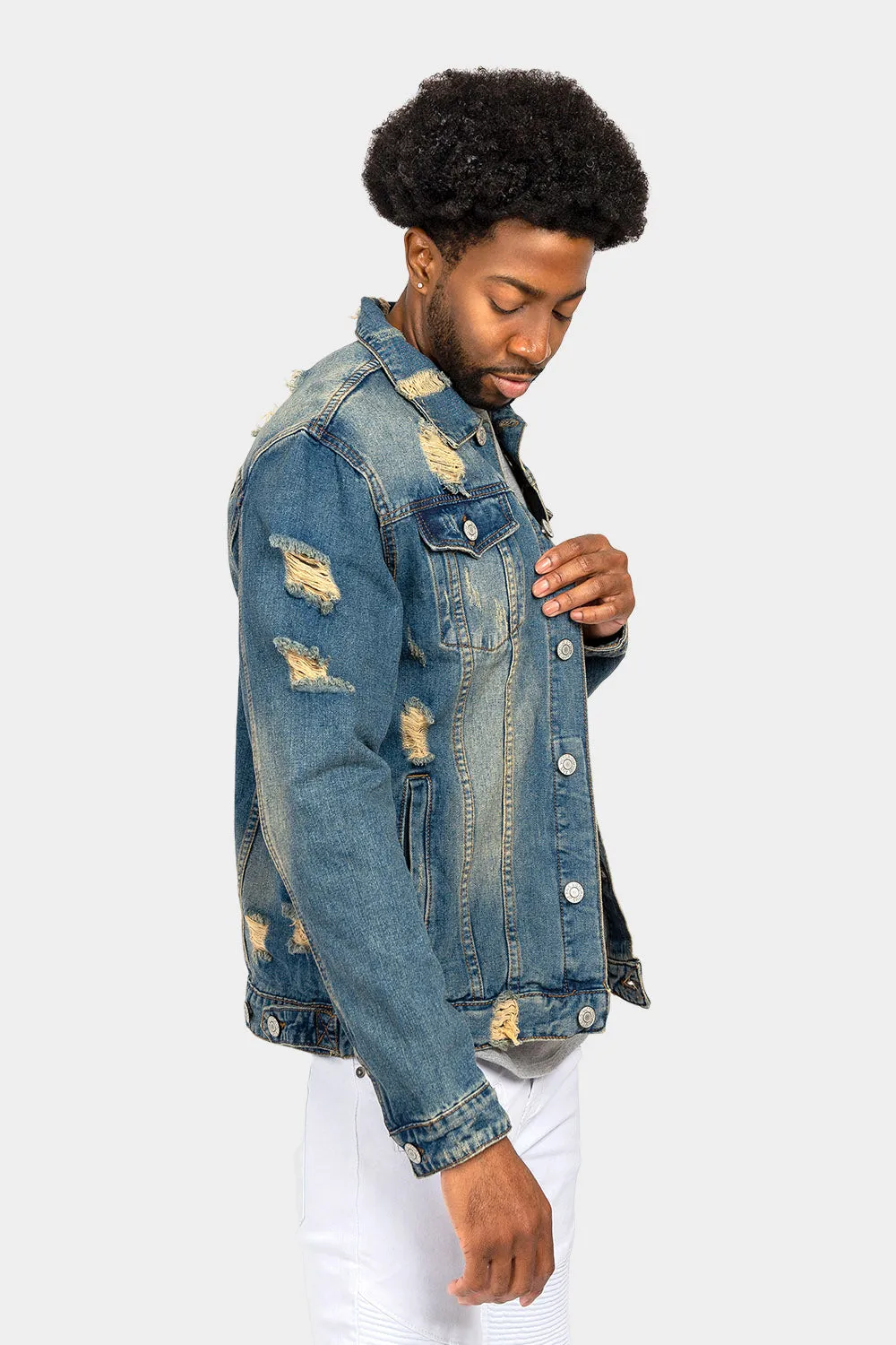 Distressed Faded Denim Jacket