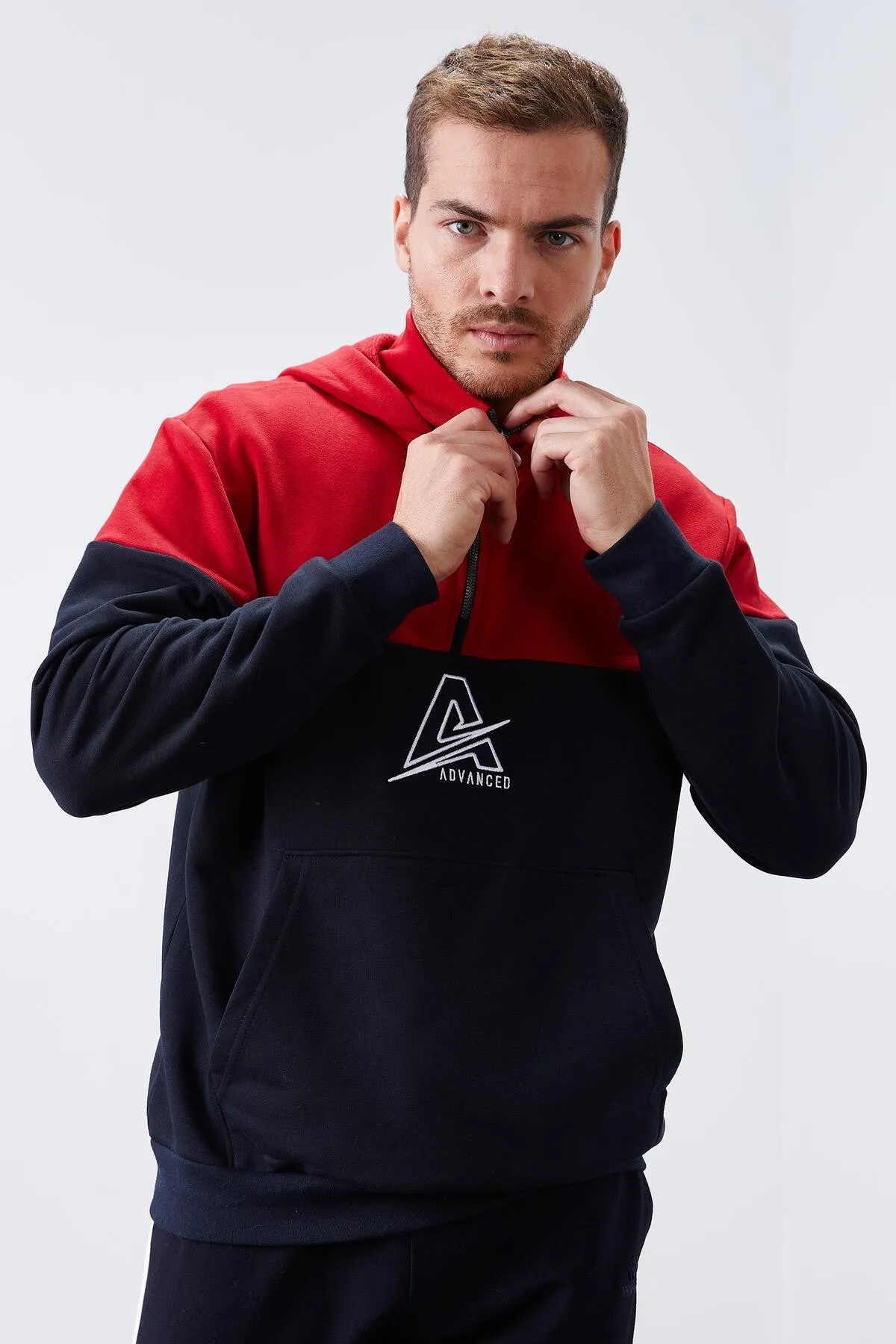 erkek yarim fermuar standart kalip kapüşonlu sweatshirt - 88033