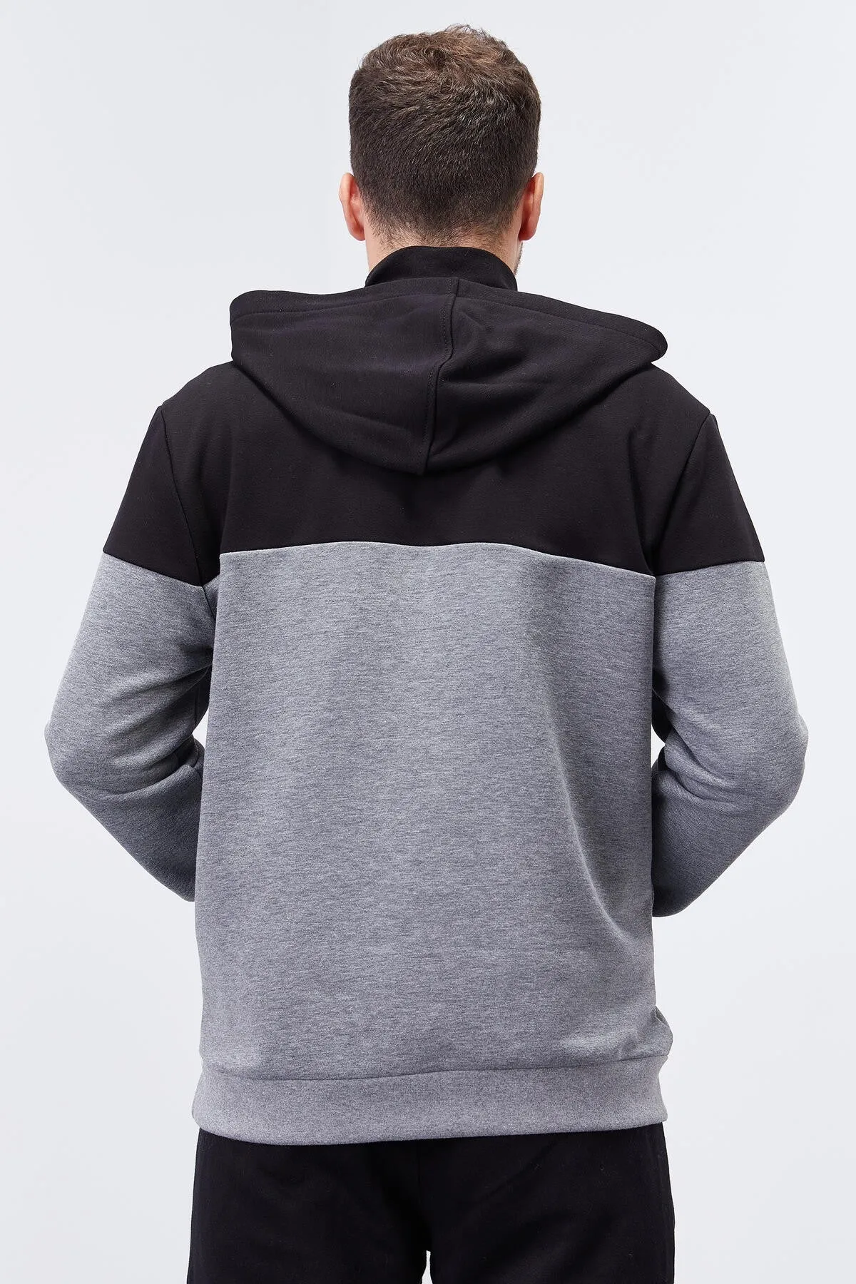 erkek yarim fermuar standart kalip kapüşonlu sweatshirt - 88033