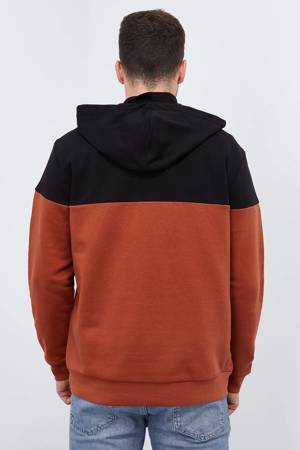 erkek yarim fermuar standart kalip kapüşonlu sweatshirt - 88033