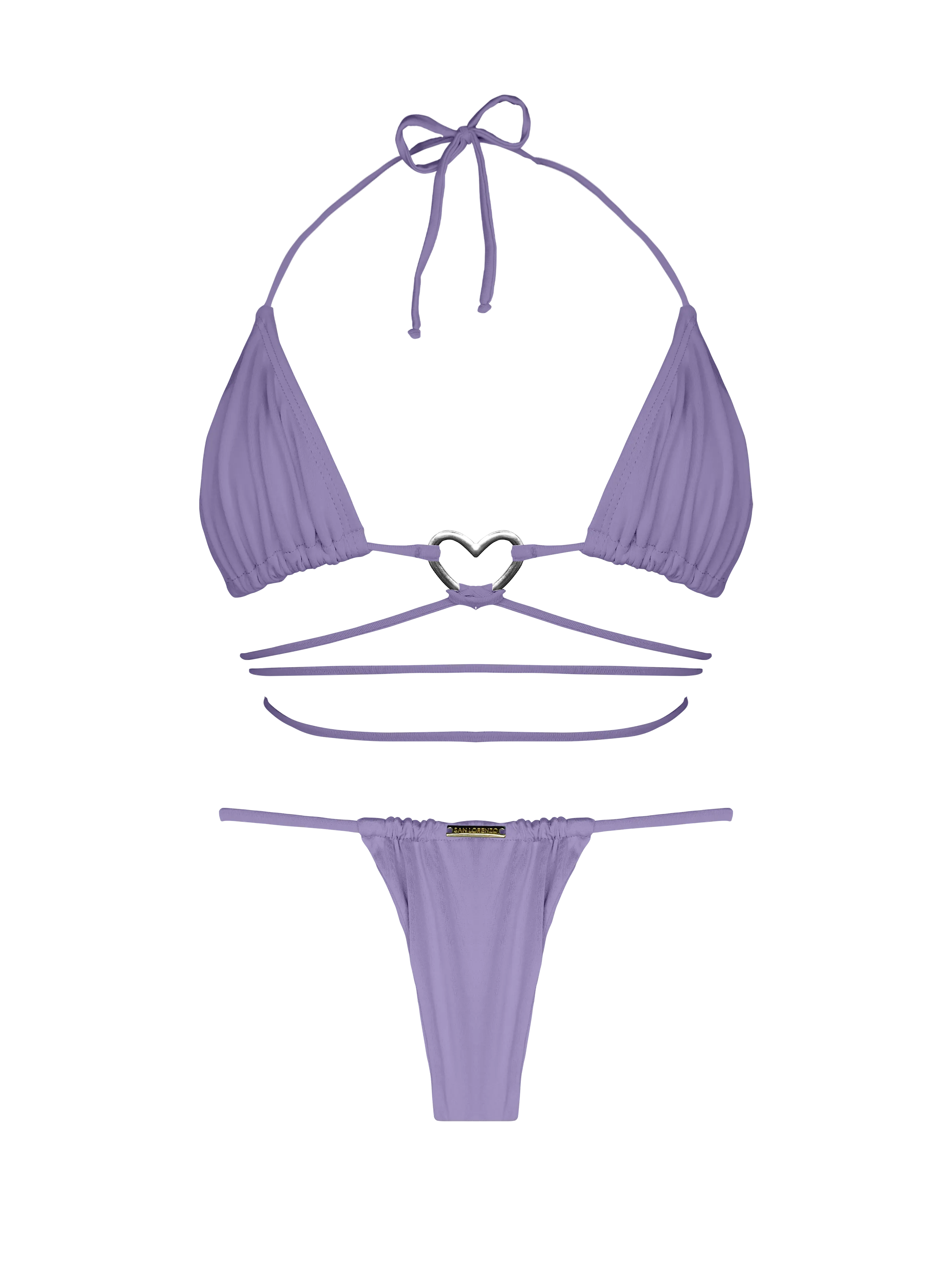 Essential Solids Gray Violet Multi String Ring Bikini Top