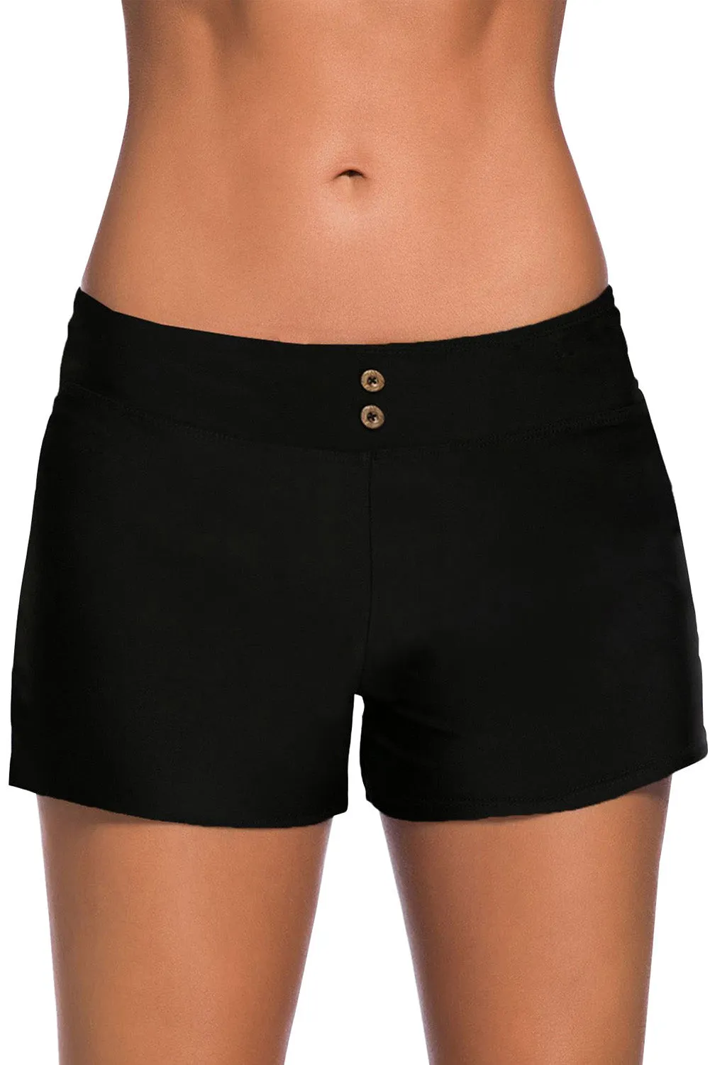 Eyelets Waistband Swim Boyshorts