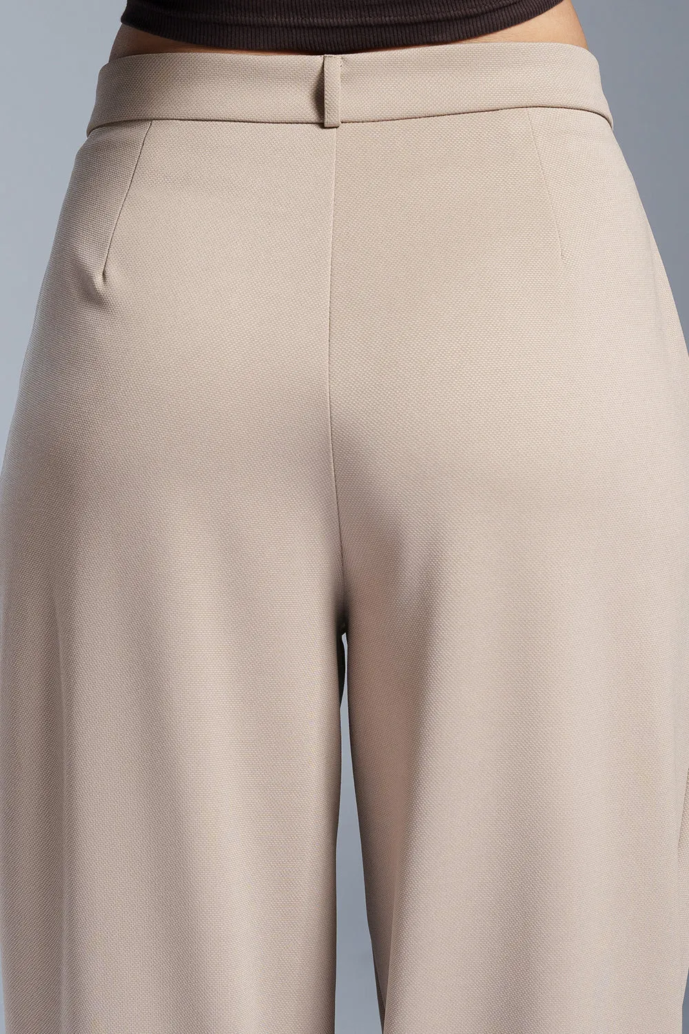 Fawn Beige Women's Textured Korean Pants