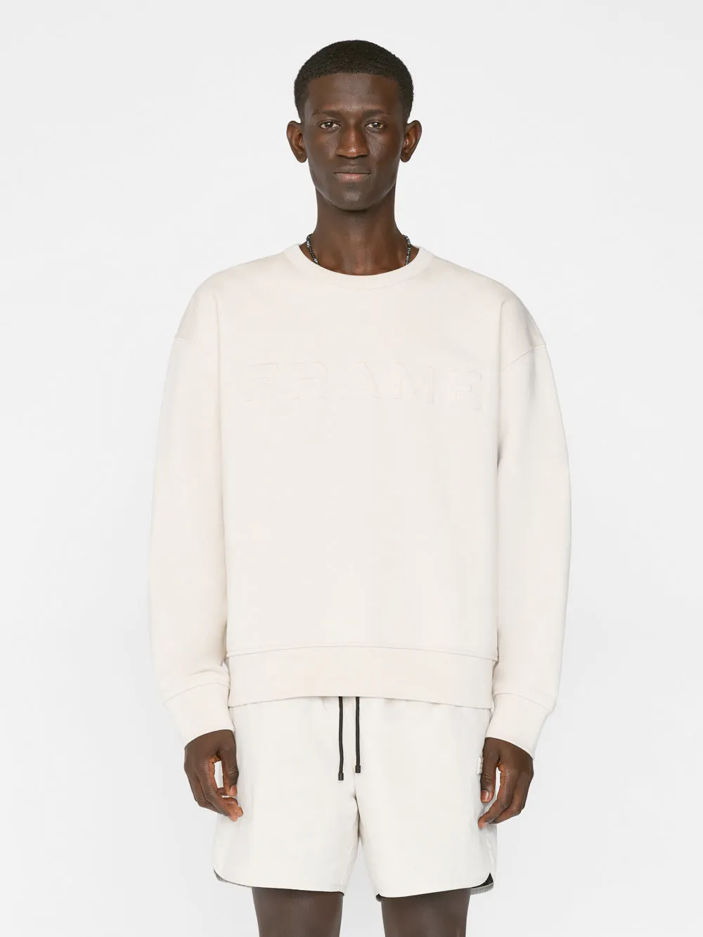 FRAME Embossed Crewneck -- White Beige