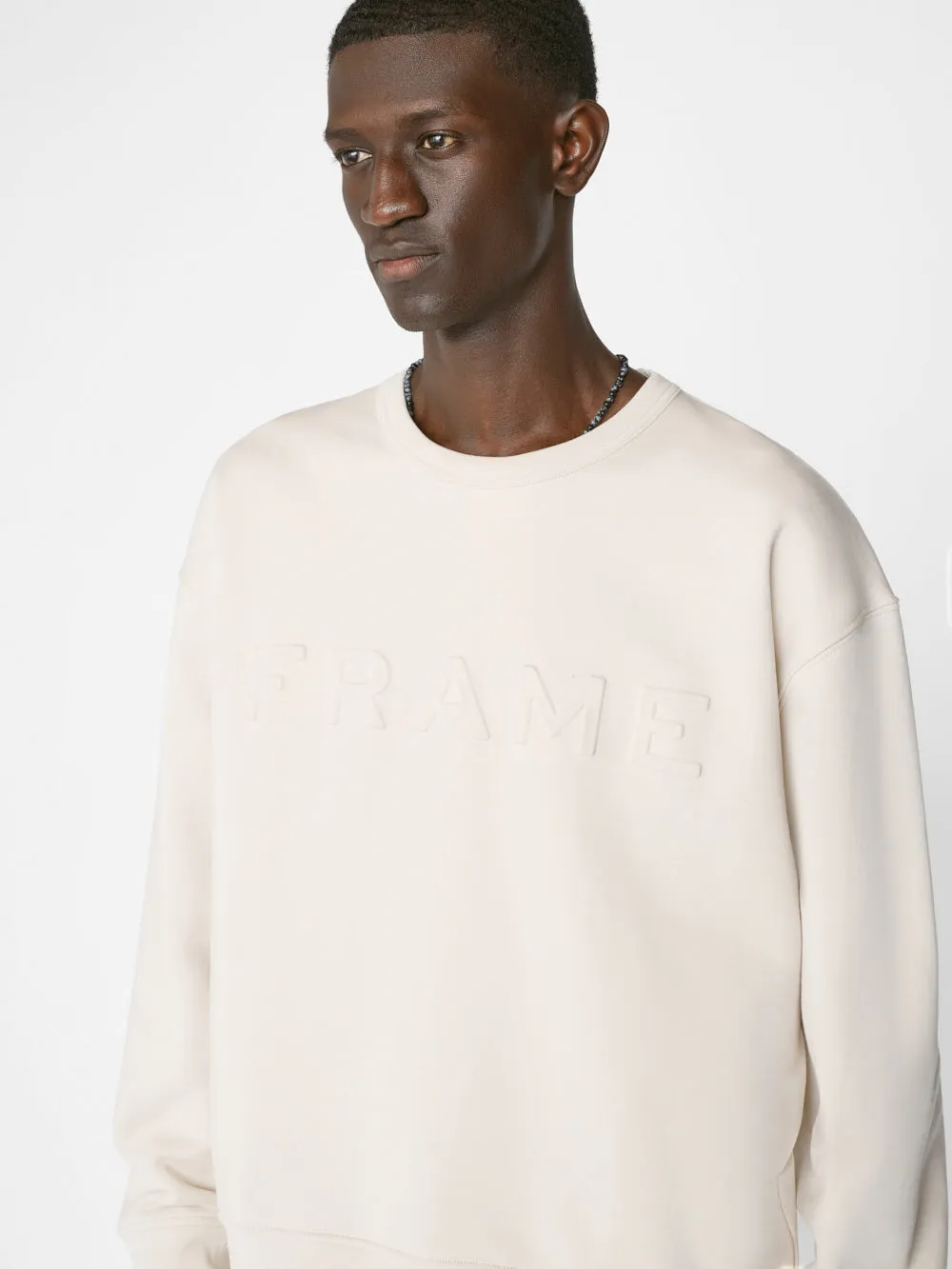 FRAME Embossed Crewneck -- White Beige