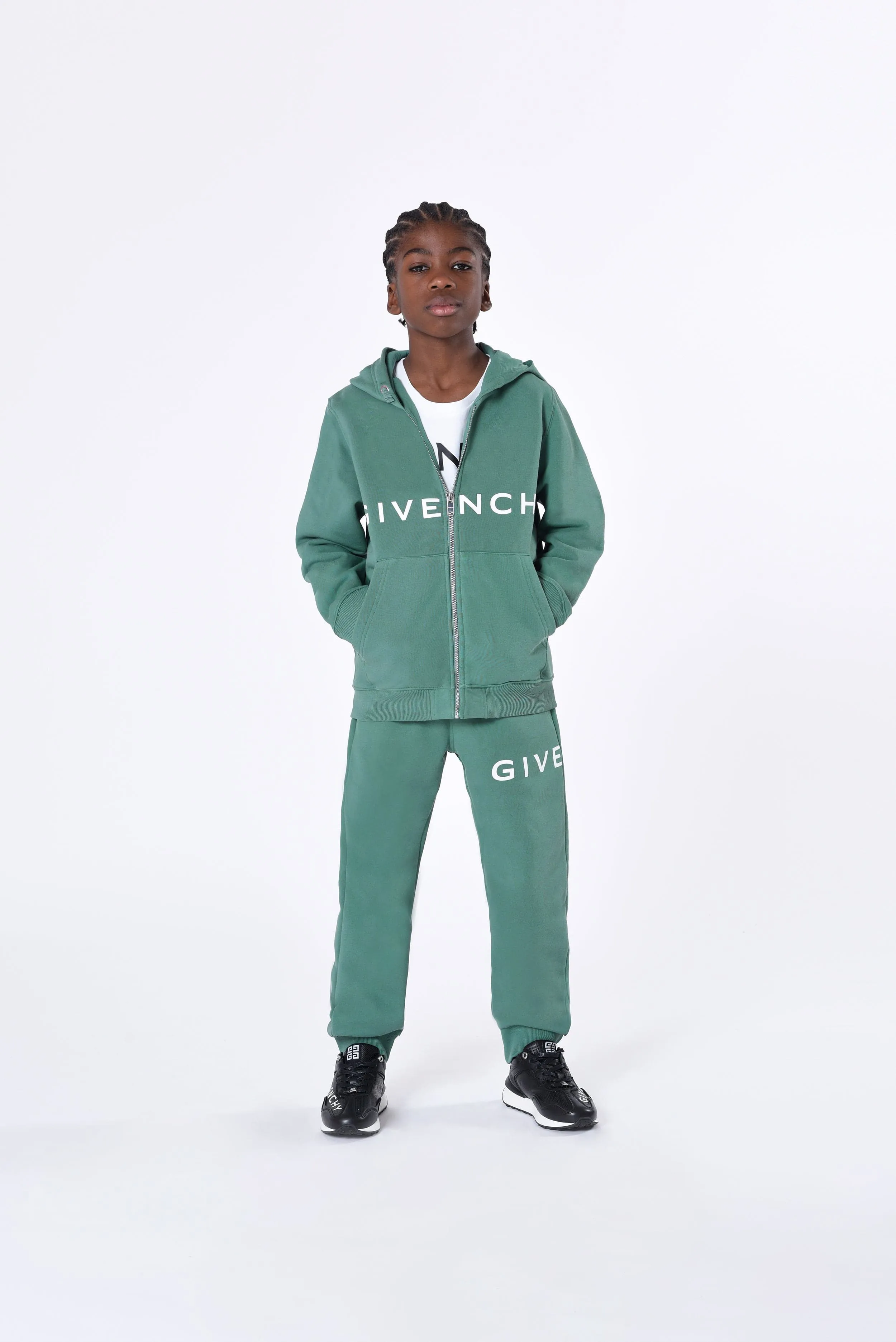 Givenchy Boys Logo Print Joggers in Green