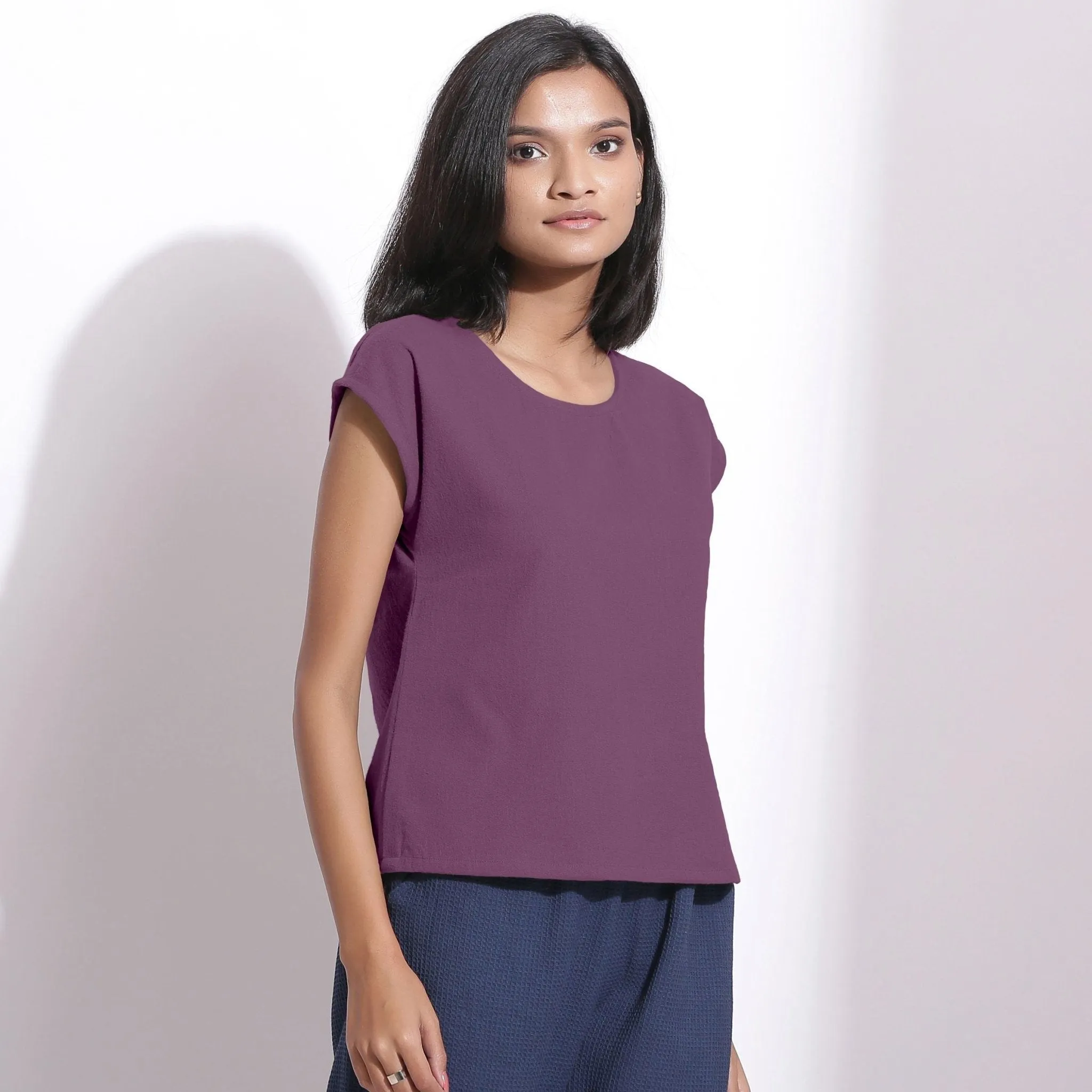 Grape Wine Warm Cotton Flannel Essential Top