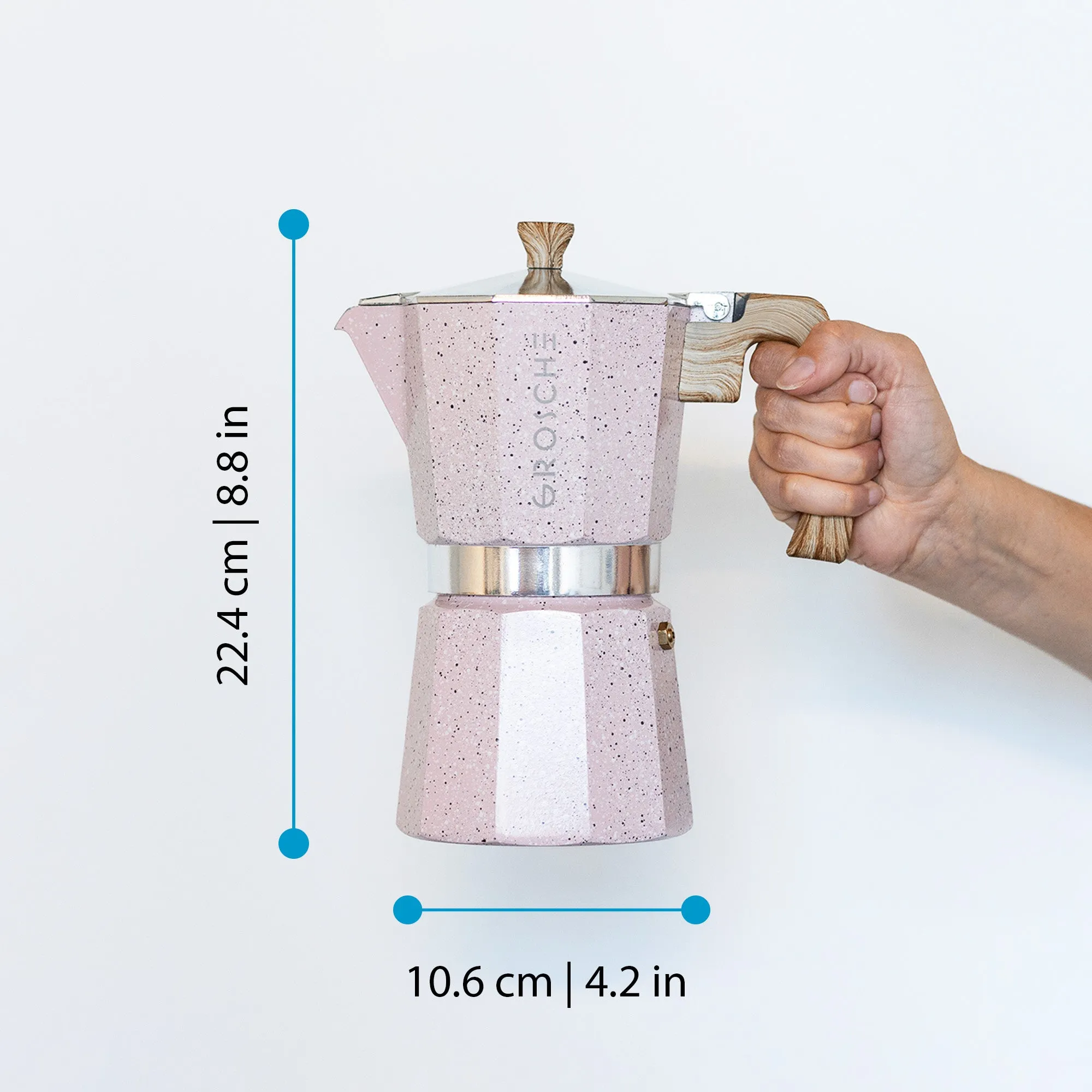 GROSCHE MILANO STONE Stovetop Espresso Maker, Blush Pink, Available in 4 sizes - Pack of 4