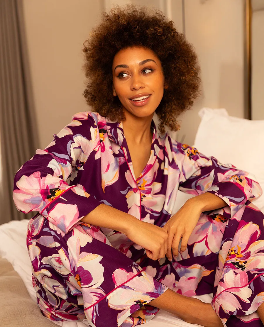 Hazel Womens Floral Print Wide Leg Pyjama Bottoms