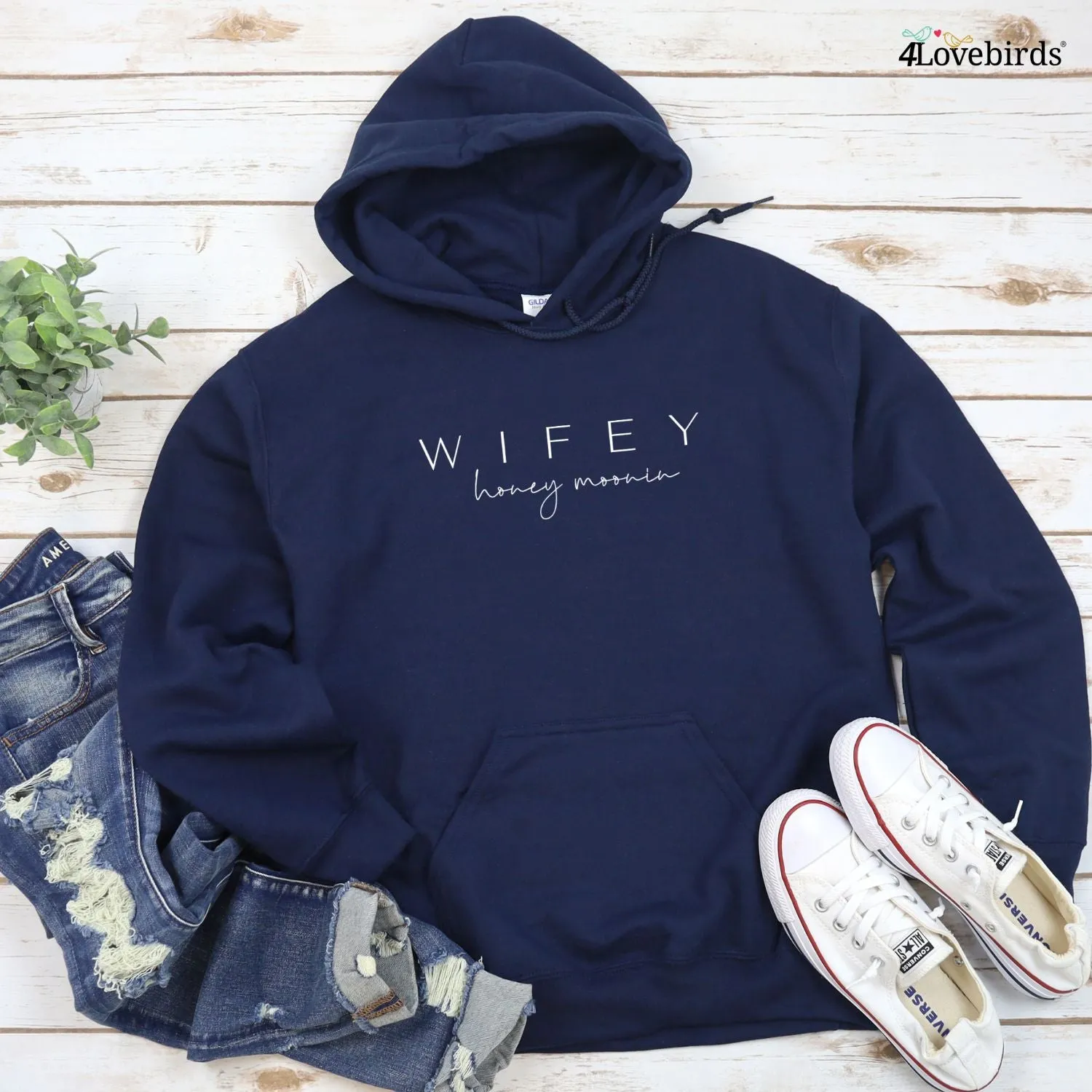 Hubby Wifey Matching Outfits for Honeymoon, Just Married Set, Engagement and Wedding Duo