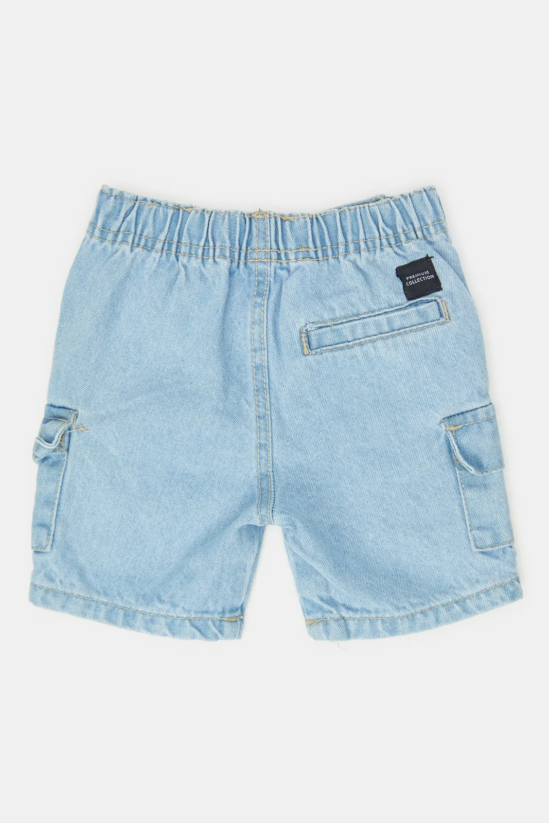 Infant Boys Blue Denim Pull On Cargo Shorts