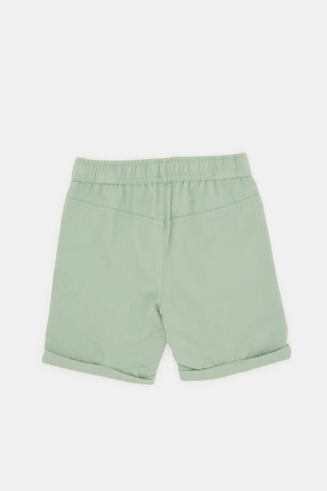 Infant Boys Green Plain Twill Trouser Shorts