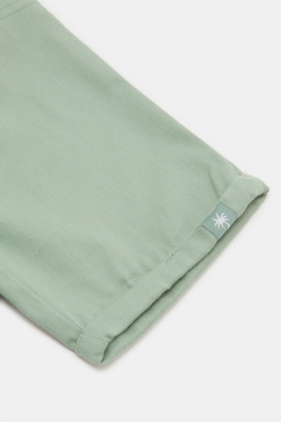 Infant Boys Green Plain Twill Trouser Shorts