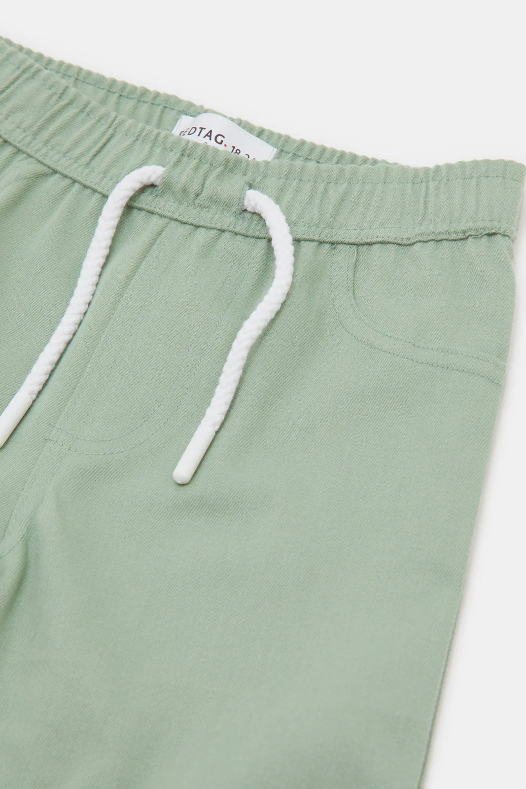 Infant Boys Green Plain Twill Trouser Shorts