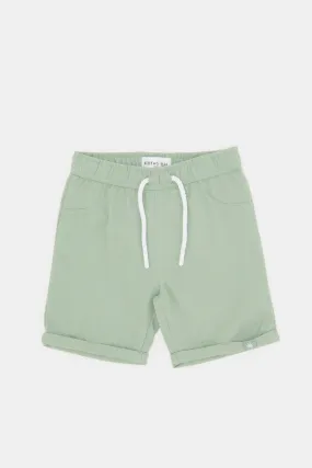 Infant Boys Green Plain Twill Trouser Shorts