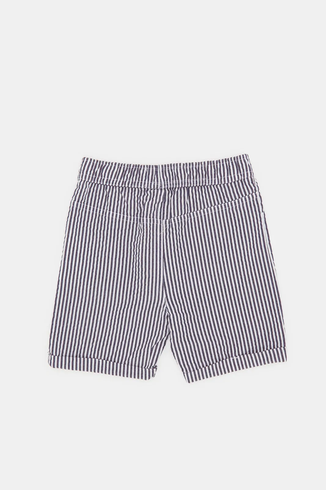 Infant Boys Navy Striped Seersucker Trouser Shorts