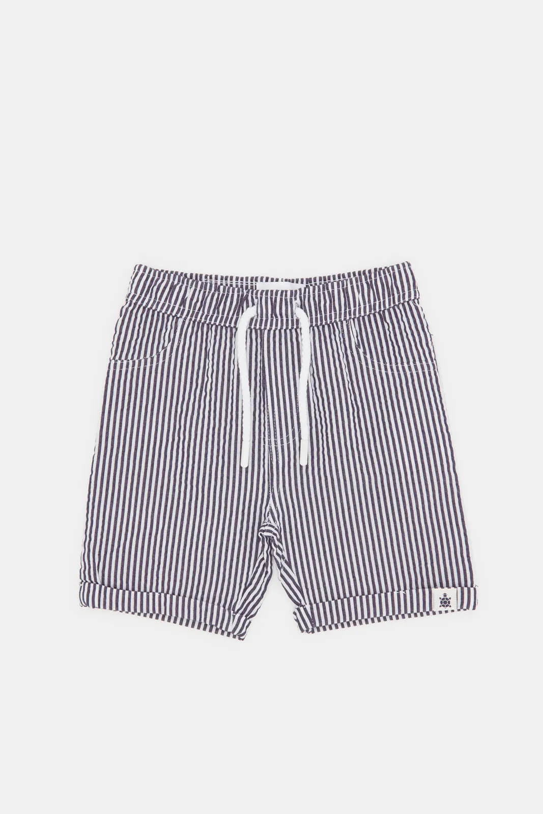 Infant Boys Navy Striped Seersucker Trouser Shorts