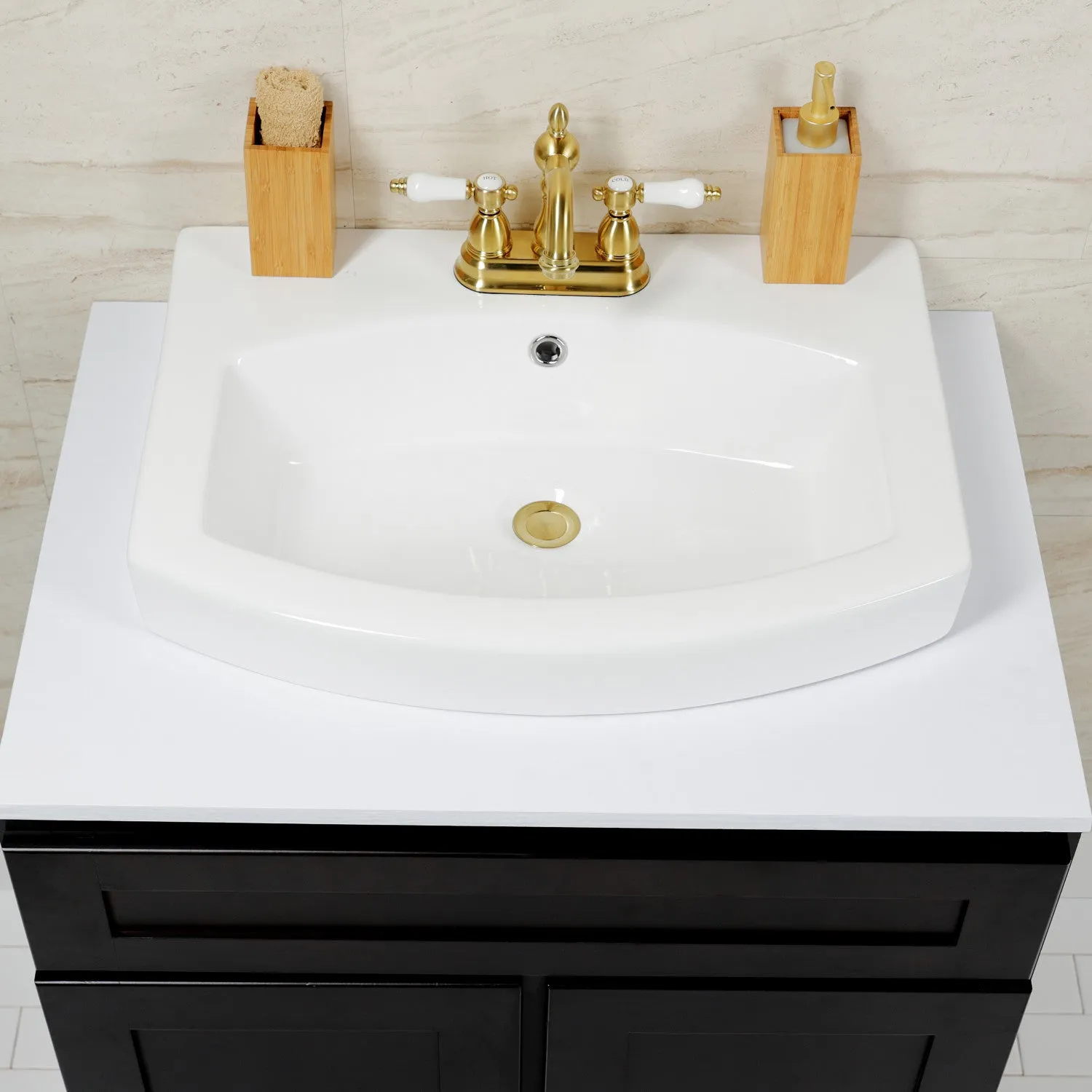 Inflection EV2418W34 24-Inch Ceramic Bathroom Sink (4-Inch, 3-Hole), White