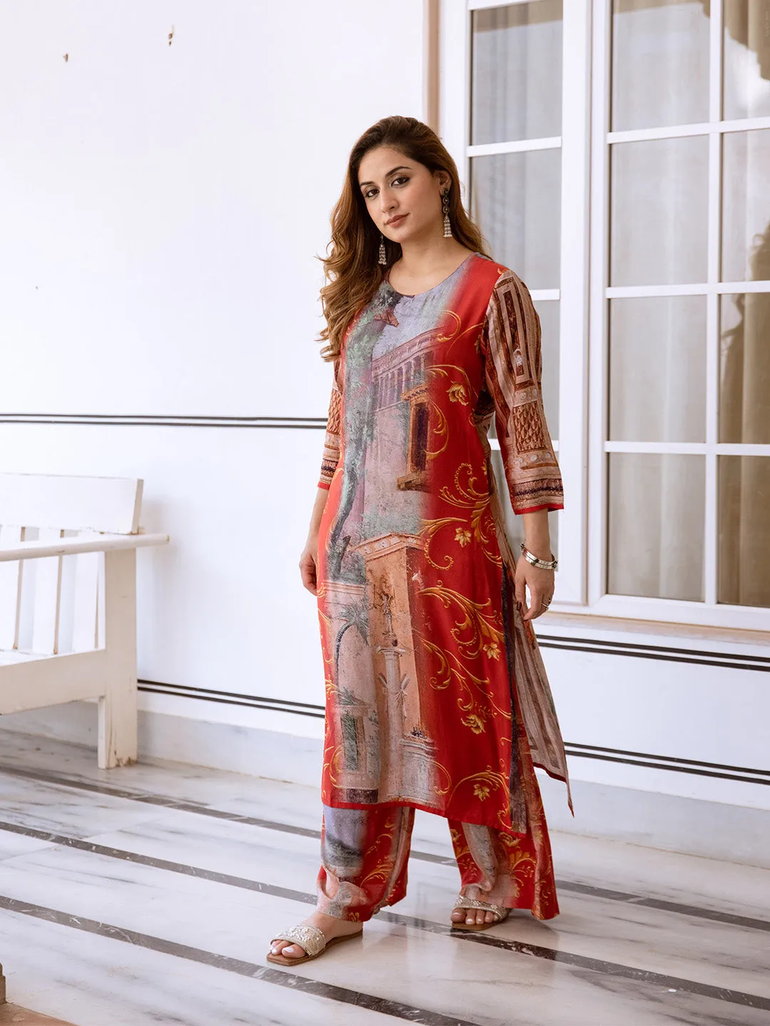 ISHIN Women Multi TISSUE SHIMMER 2pcs kurta set