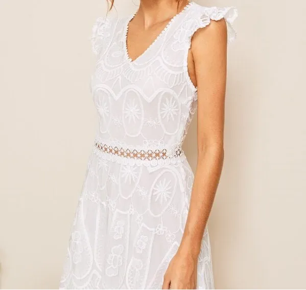 Lace Ruffle Trim Dress