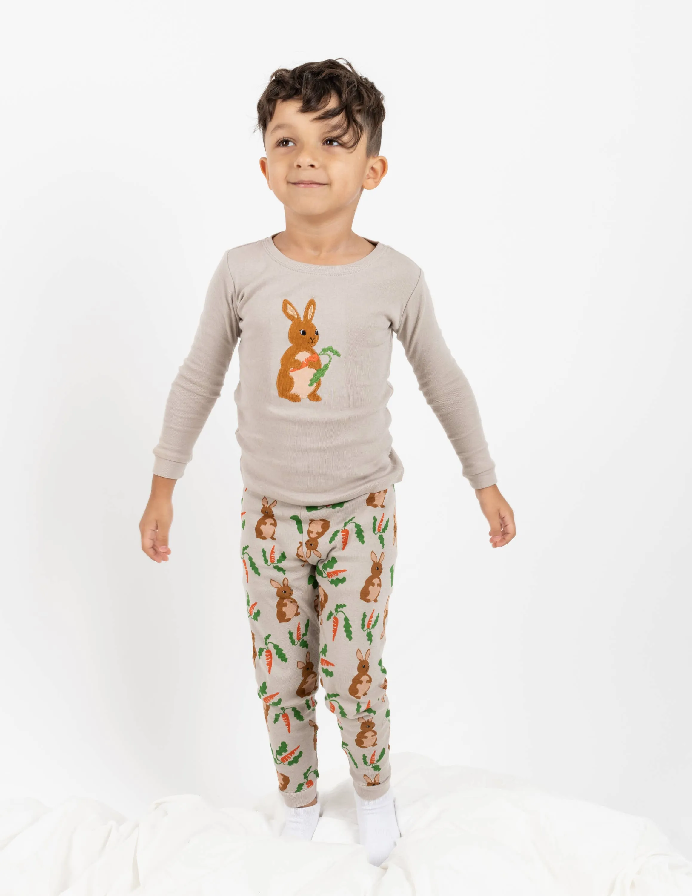 Leveret Pajamas - Kids Two Piece Cotton Pajamas Bunnies: BUNNY RABBIT