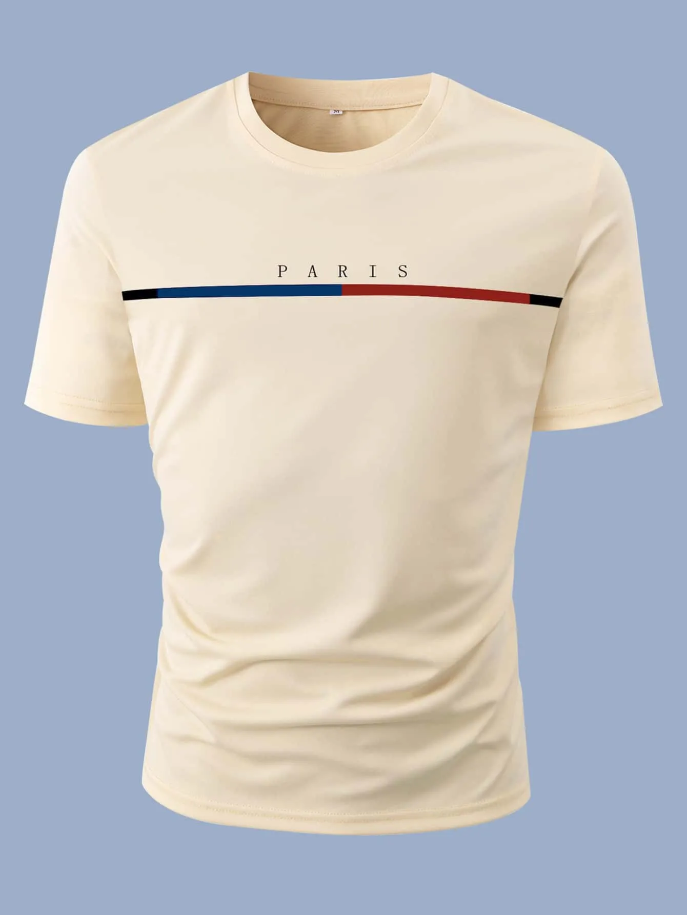 Men's Casual Letter Graphic Tee, Round Neck, Short Sleeve, Polyester