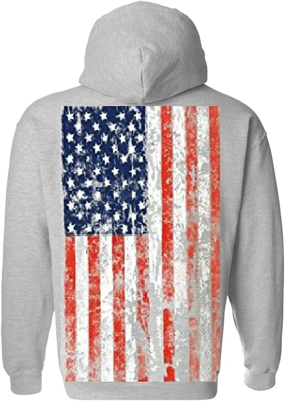 Mens Hooded Sweatshirt United States USA Tattered Flag Hoodie