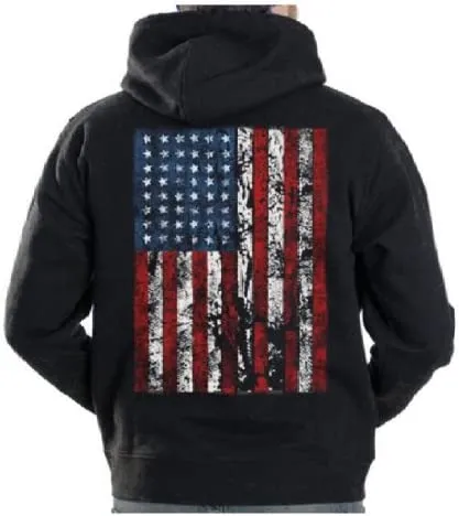 Mens Hooded Sweatshirt United States USA Tattered Flag Hoodie