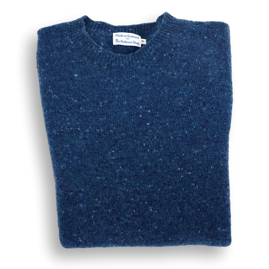 Merino Wool and Cashmere Crewneck Donegal Sweater