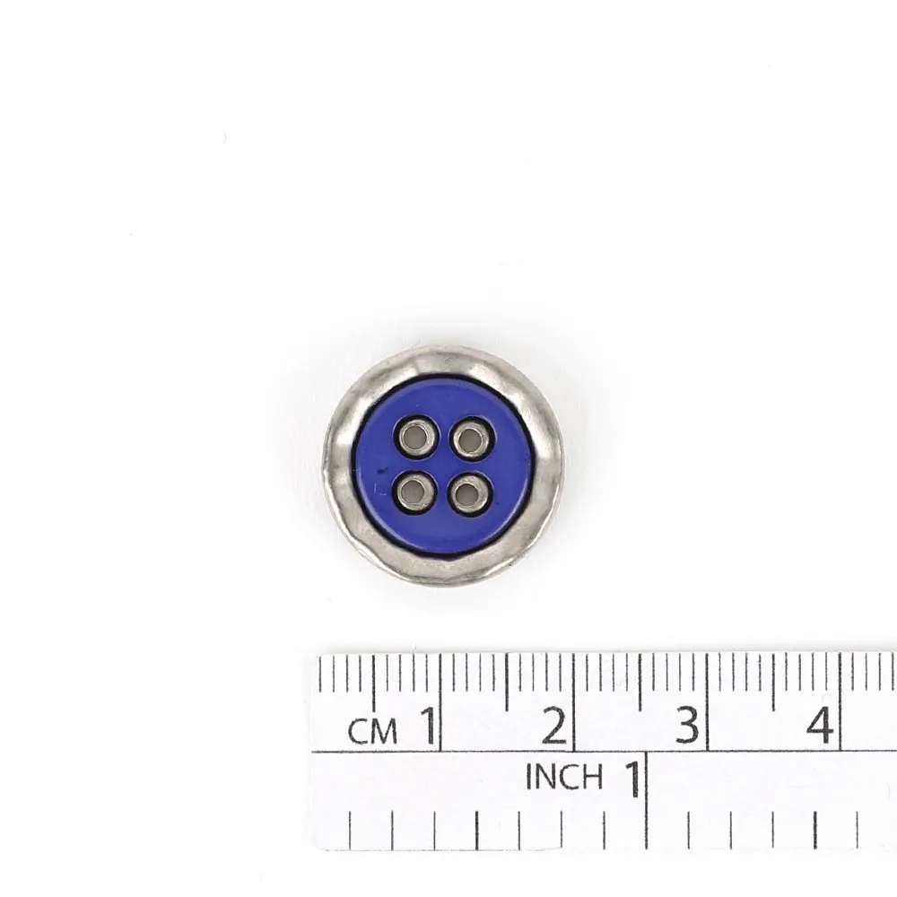 Metal / Poly Pie Button 18mm - Violet / Silver