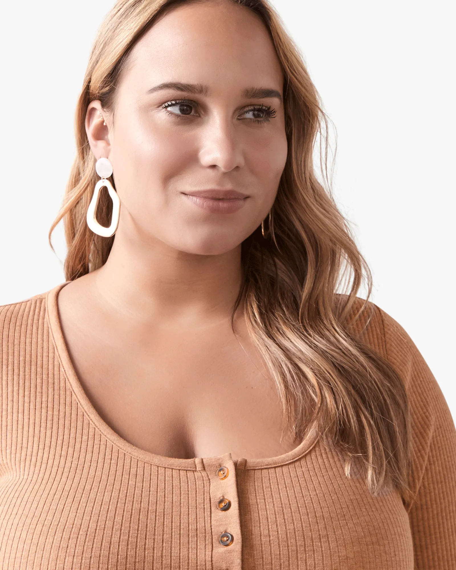 Monica Ribbed Scoop-Neck Top | Tan