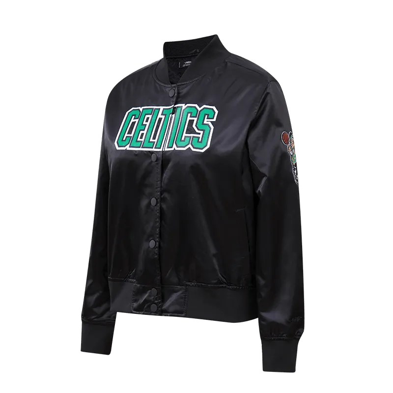 NBA BOSTON CELTICS CLASSIC WOMEN'S SATIN JACKET (BLACK)