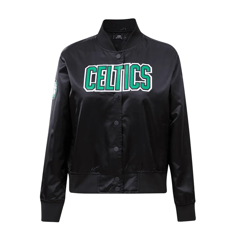 NBA BOSTON CELTICS CLASSIC WOMEN'S SATIN JACKET (BLACK)