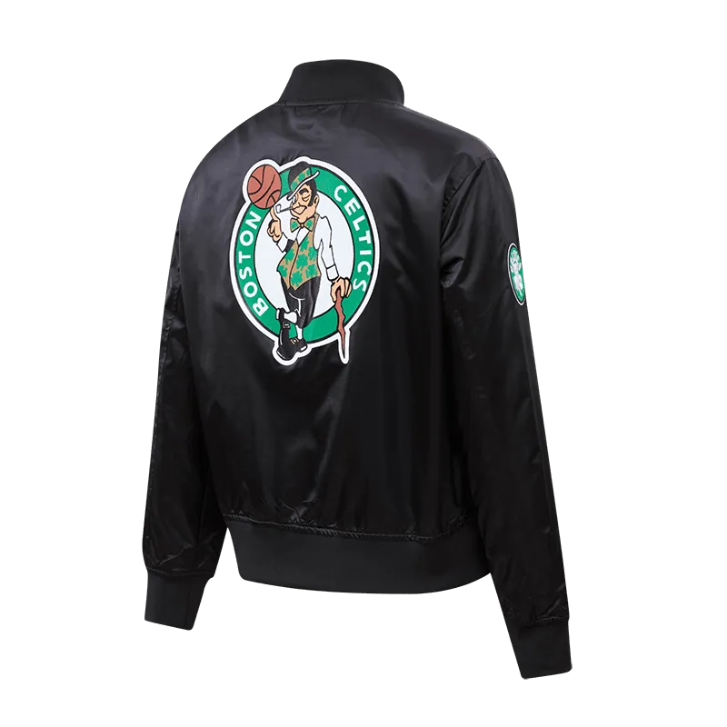 NBA BOSTON CELTICS CLASSIC WOMEN'S SATIN JACKET (BLACK)