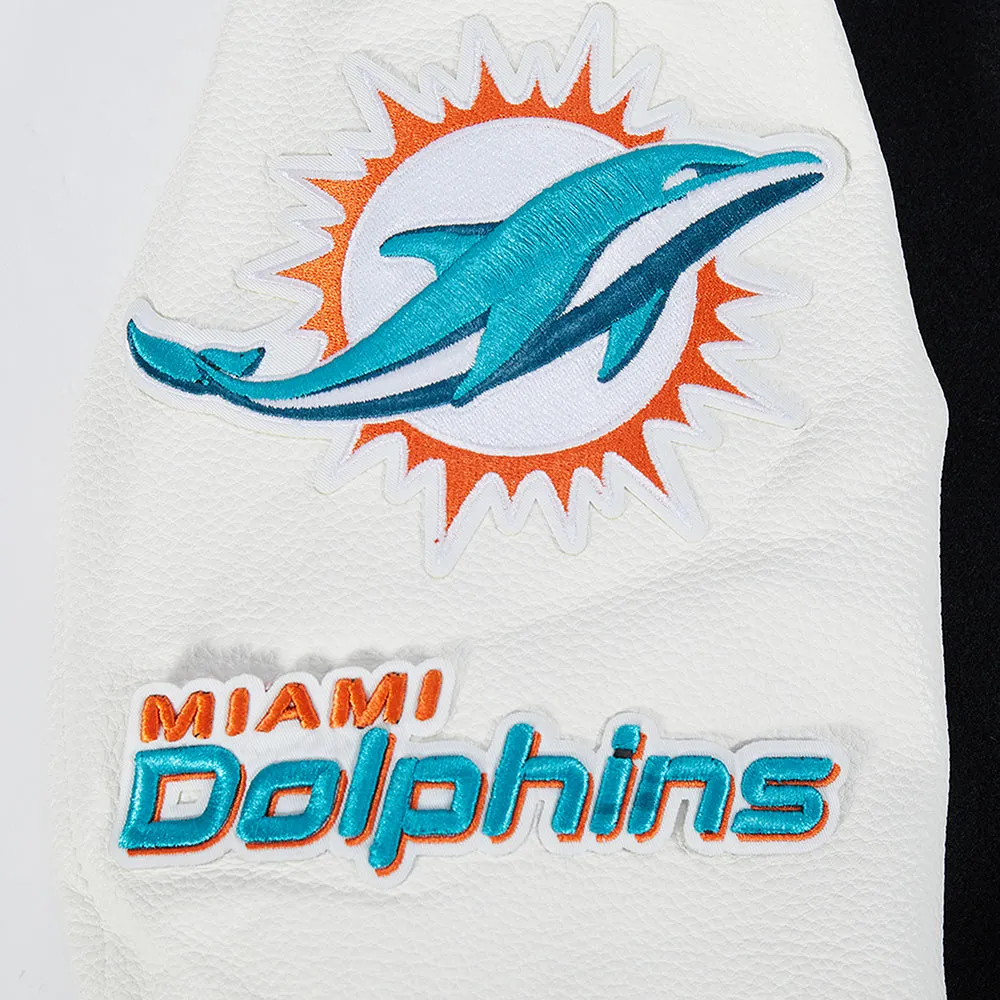 NFL MIAMI DOLPHINS CLASSIC WOOL MEN'S VARSITY JACKET (BLACK/WHITE)