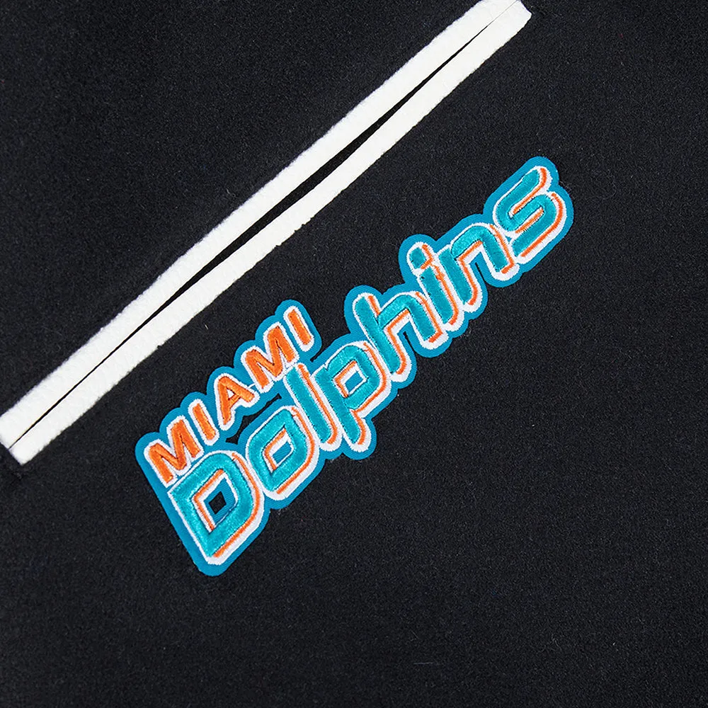 NFL MIAMI DOLPHINS CLASSIC WOOL MEN'S VARSITY JACKET (BLACK/WHITE)