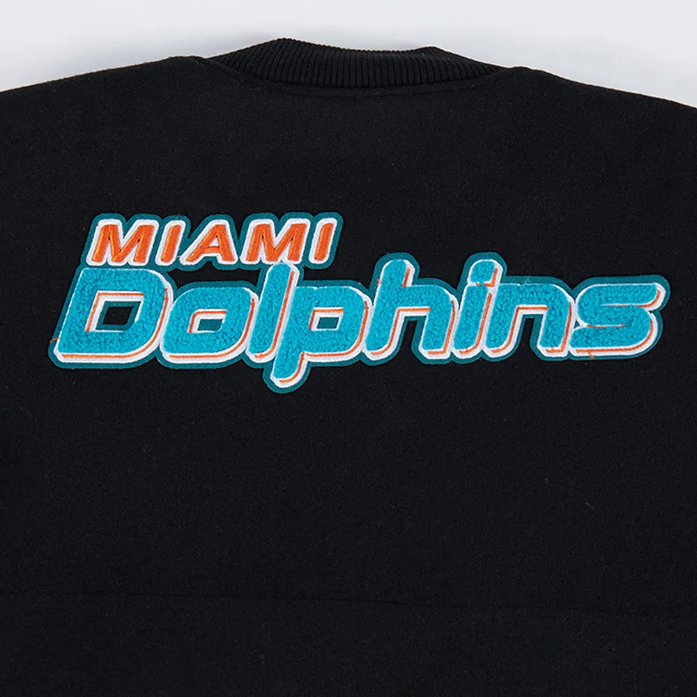 NFL MIAMI DOLPHINS CLASSIC WOOL MEN'S VARSITY JACKET (BLACK/WHITE)