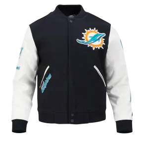 NFL MIAMI DOLPHINS CLASSIC WOOL MEN'S VARSITY JACKET (BLACK/WHITE)