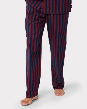 Organic Cotton Brushed Stripe Long Pyjama Bottoms - Navy & Red