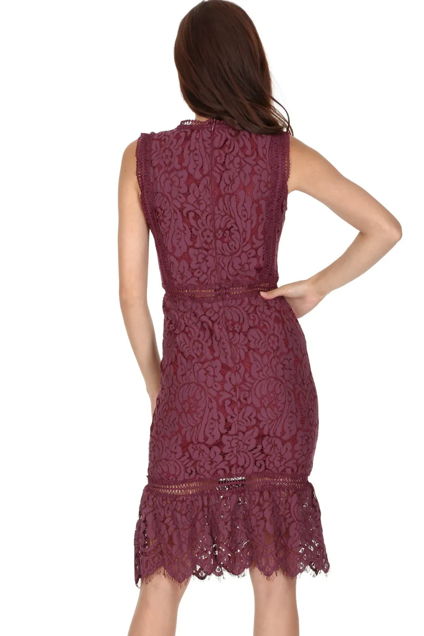 Plum Lace Midi Dress