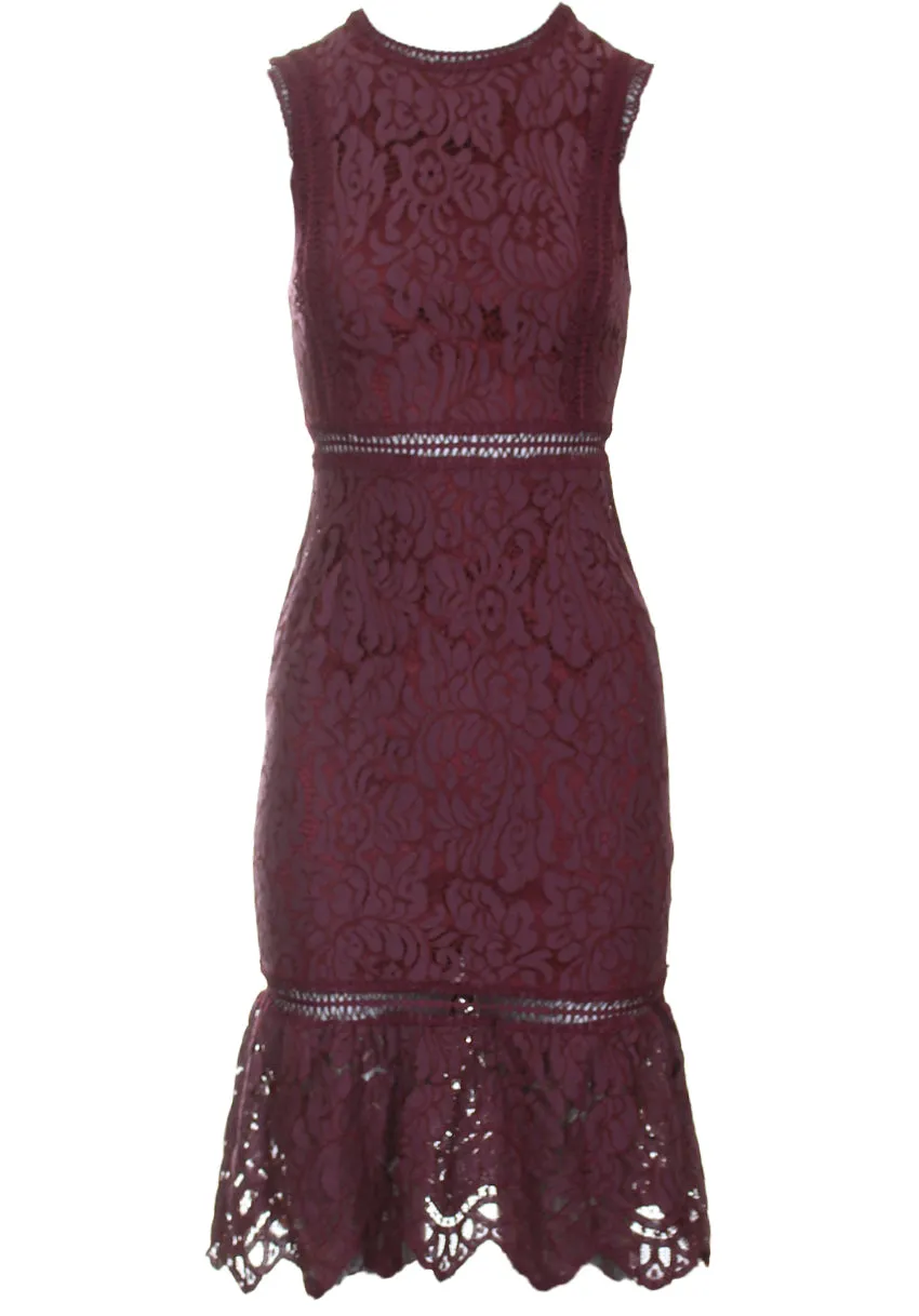 Plum Lace Midi Dress