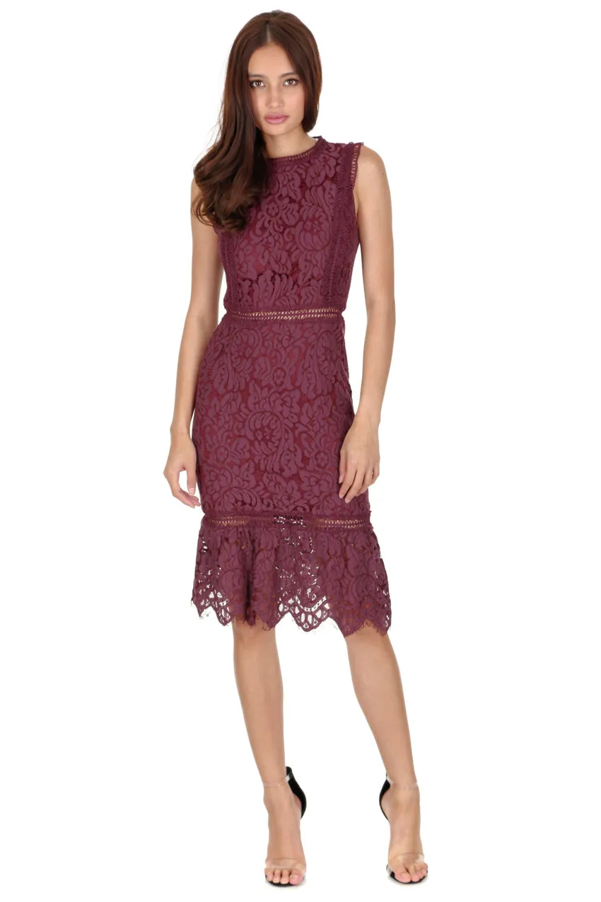 Plum Lace Midi Dress