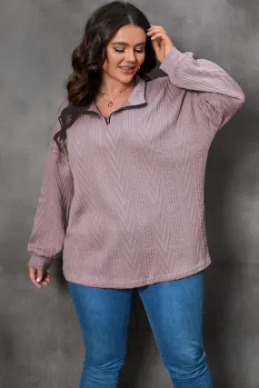 Plus Size Knit Zip Neck Pullover