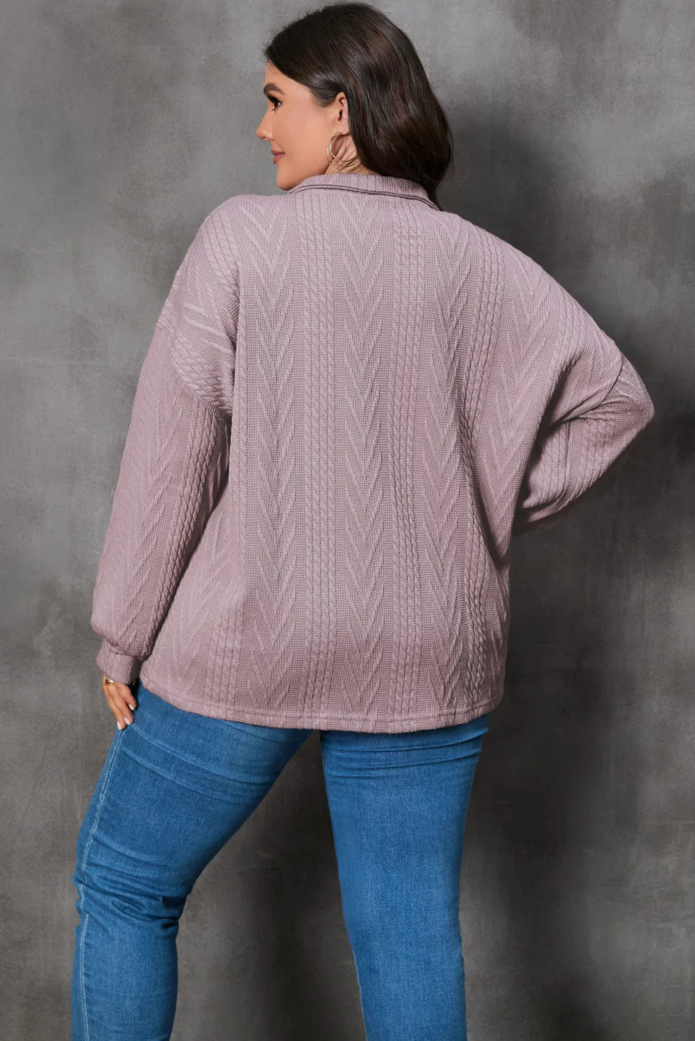 Plus Size Knit Zip Neck Pullover