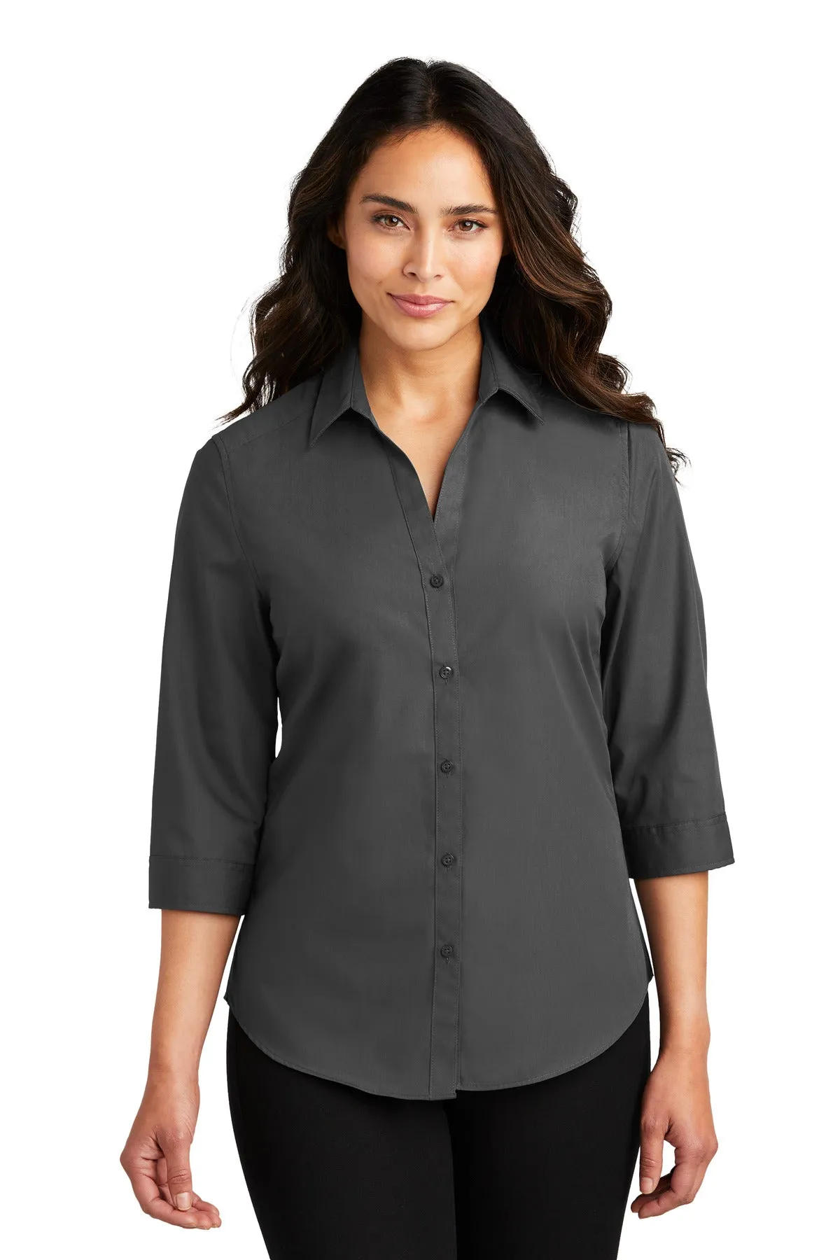 Port Authority Ladies 3/4-Sleeve Carefree Poplin Shirt. LW102