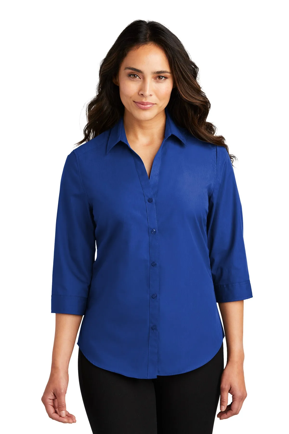 Port Authority Ladies 3/4-Sleeve Carefree Poplin Shirt. LW102